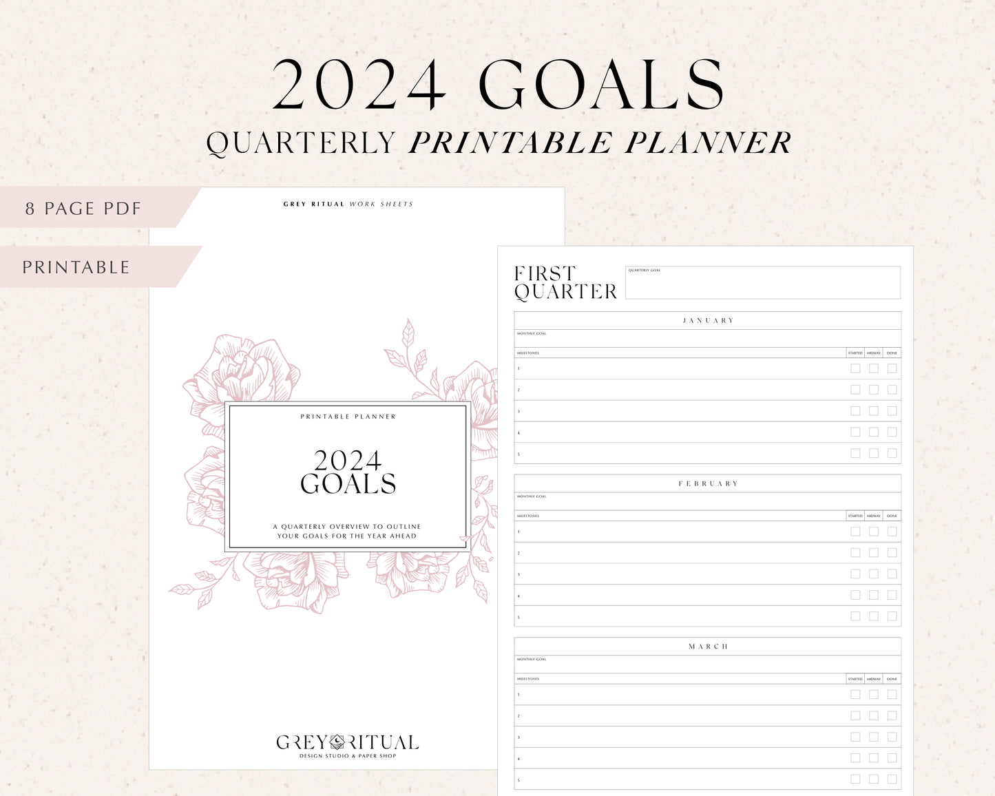 2024 Goals Yearly Planner (Printable)